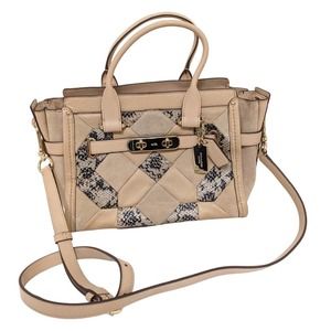 COACH SWAGGER exotic embossed patchwork Leather Beechwood Satchel Bag Purse